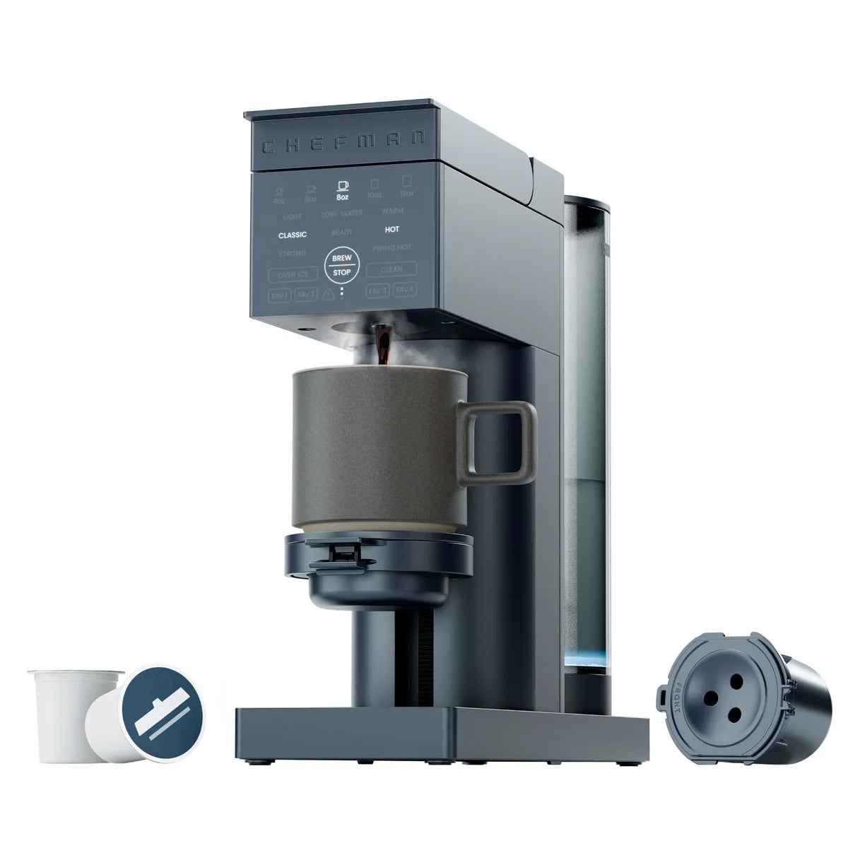 Chefman Caffeinator Single Serve Coffee Machine, Ground and K-Cup Compatible, Iced Coffee Function