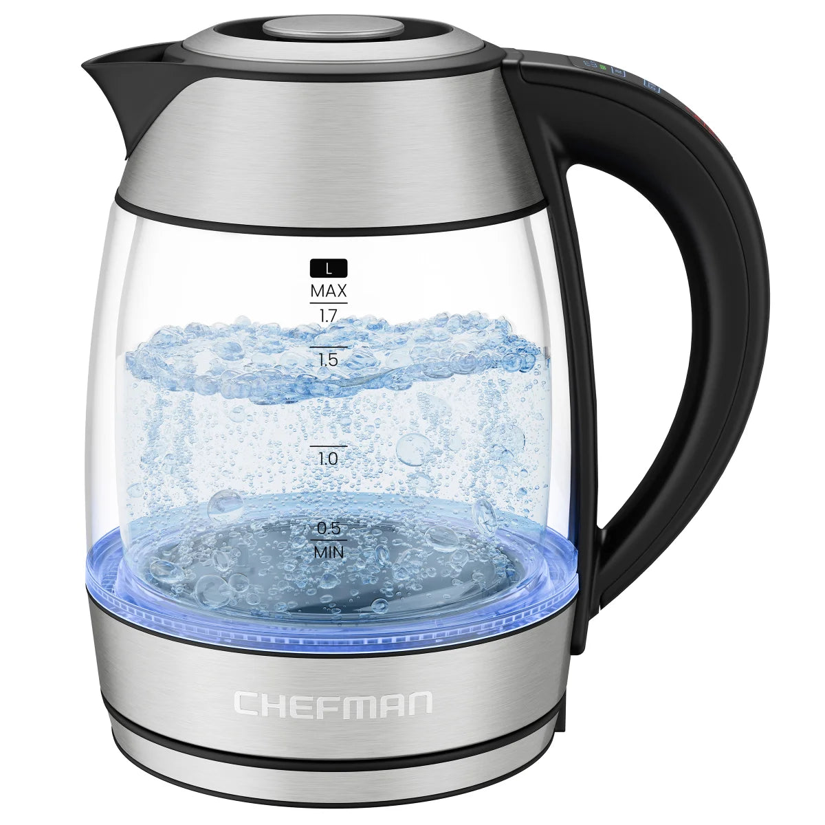 Chefman Dual-Glass 1.7 L Cool-Touch Digital Kettle with Adjustable Temperature and Removable Tea Infuser