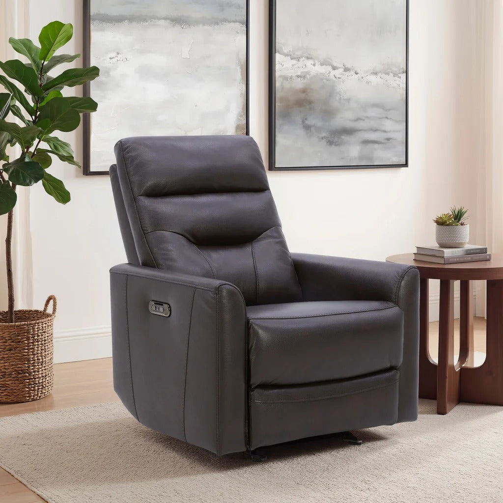 Gilman Creek Top‑grain Leather Power Glider Recliner, Dark Brown