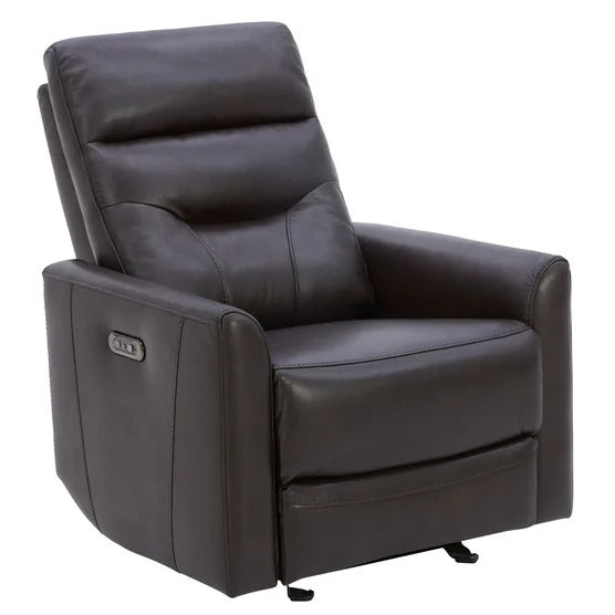 Gilman Creek Top‑grain Leather Power Glider Recliner, Dark Brown