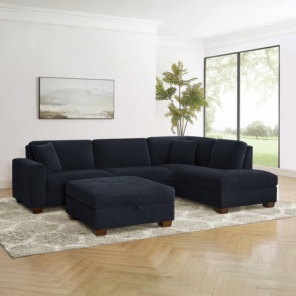 Thomasville Miles 3-piece Right-facing Fabric Sectional with Storage Ottoman