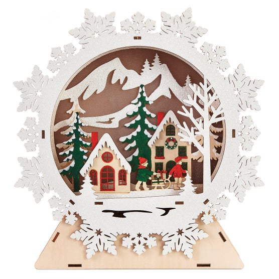 Wooden Holiday Icons Tree and Snowflake 2 Piece Set