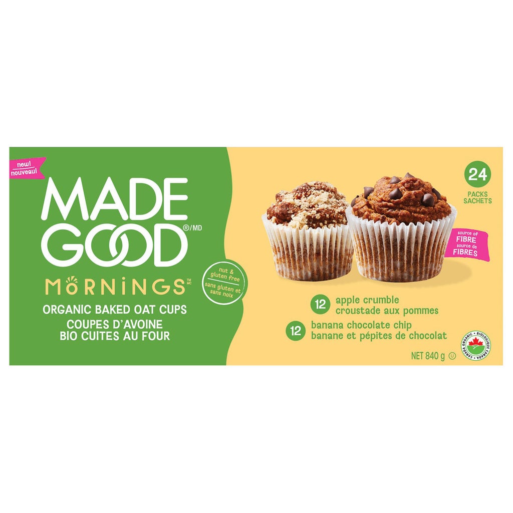 MadeGood Mornings - Organic Baked Oat Cups, 24 × 35g