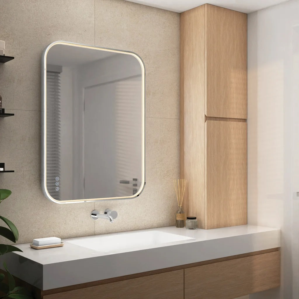 Artika Royce 24 in. x 32 in. LED Wall Mirror with Integrated Defogger