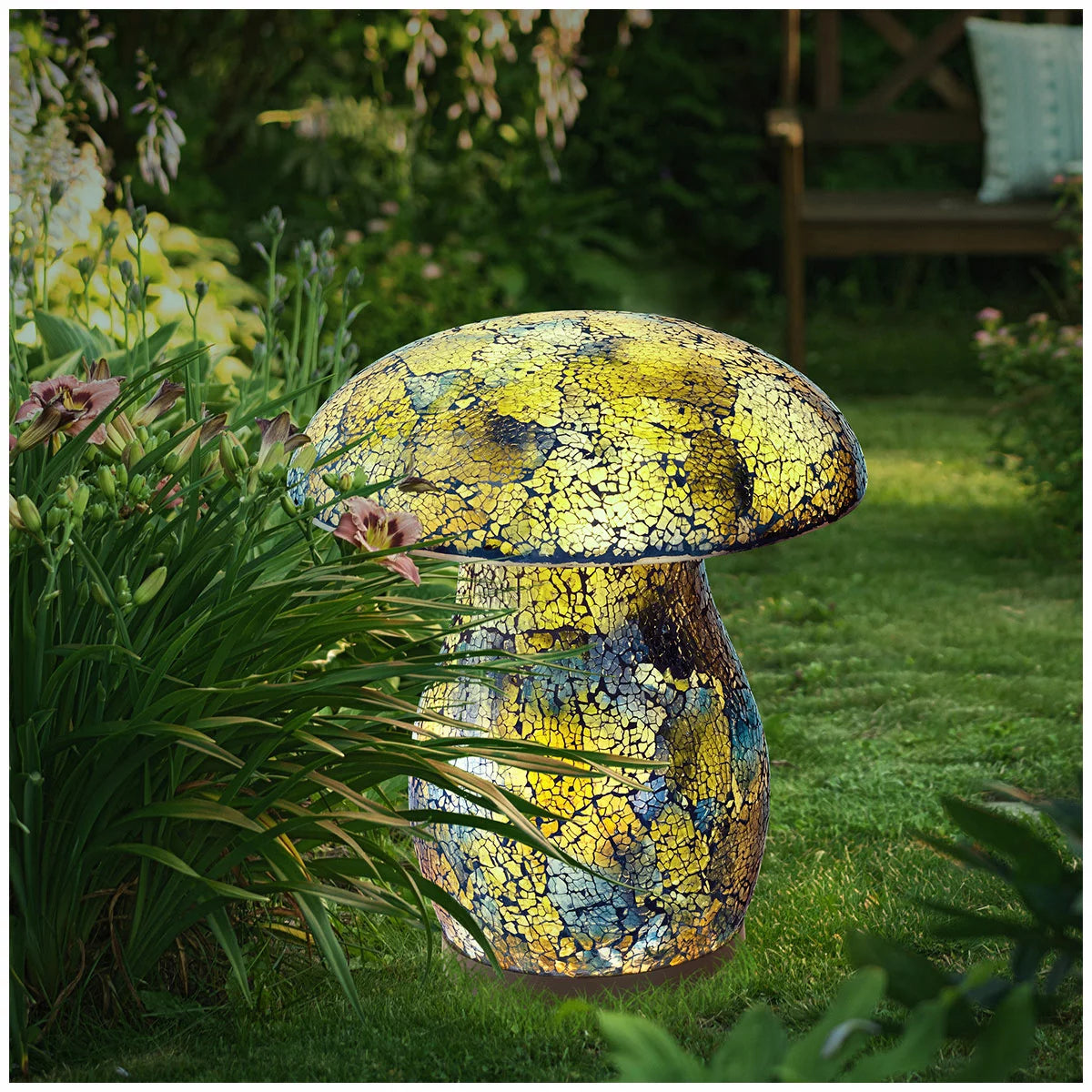 Aurora Lighting Mosaic Solar Mushroom Light Green