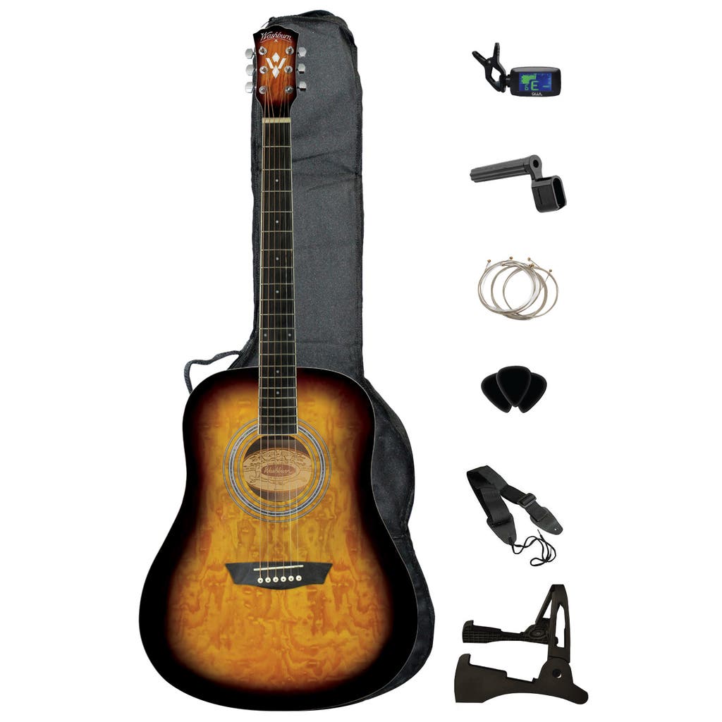 Washburn - Retro Tobacco Color Curly Maple Veneer Acoustic Guitar Set