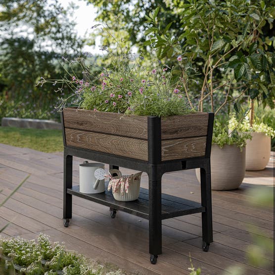 Keter Signature 29 Gallon Rolling Raised Garden Bed with Self Watering