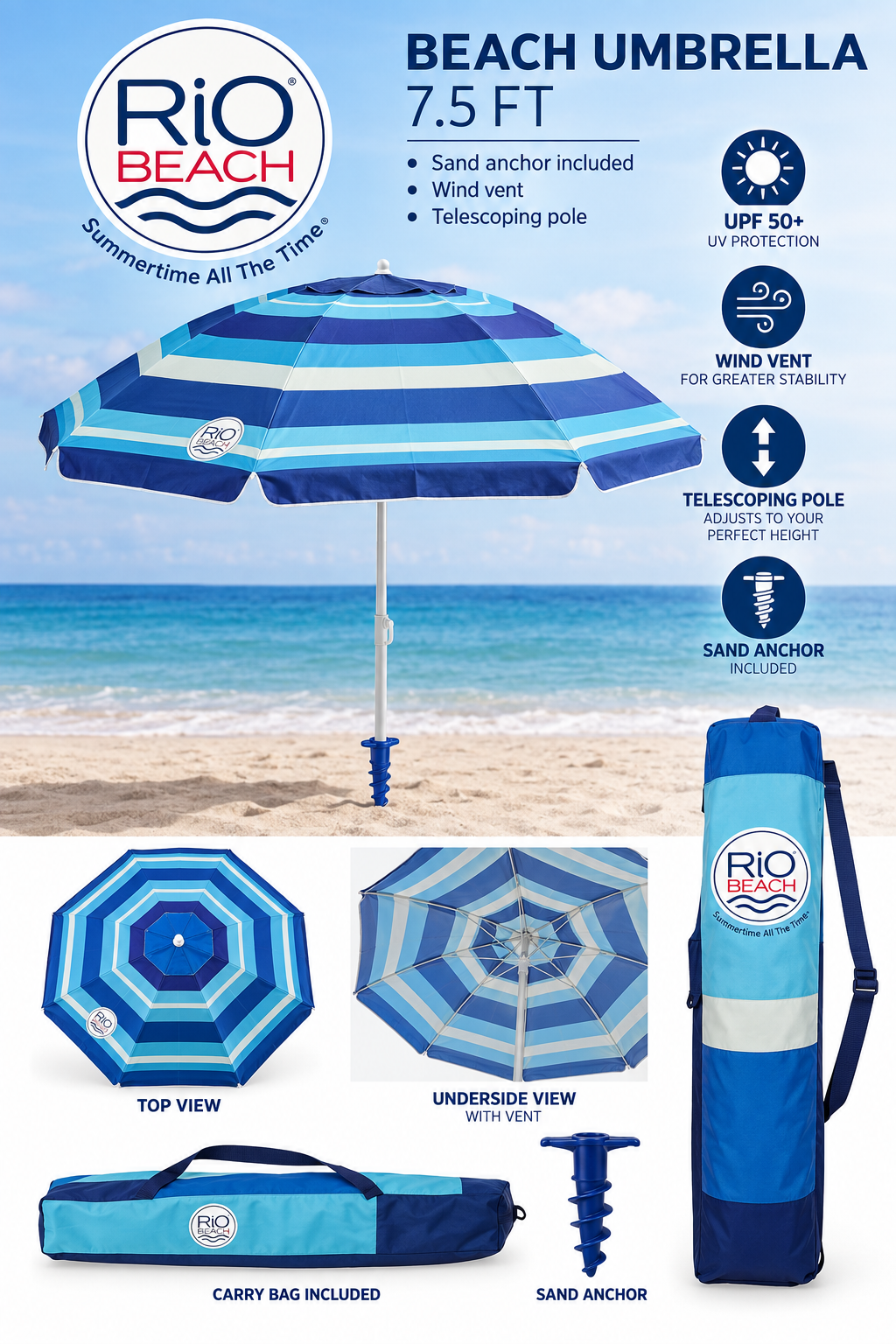 RIO BEACH UMBRELLA 7.5 FT