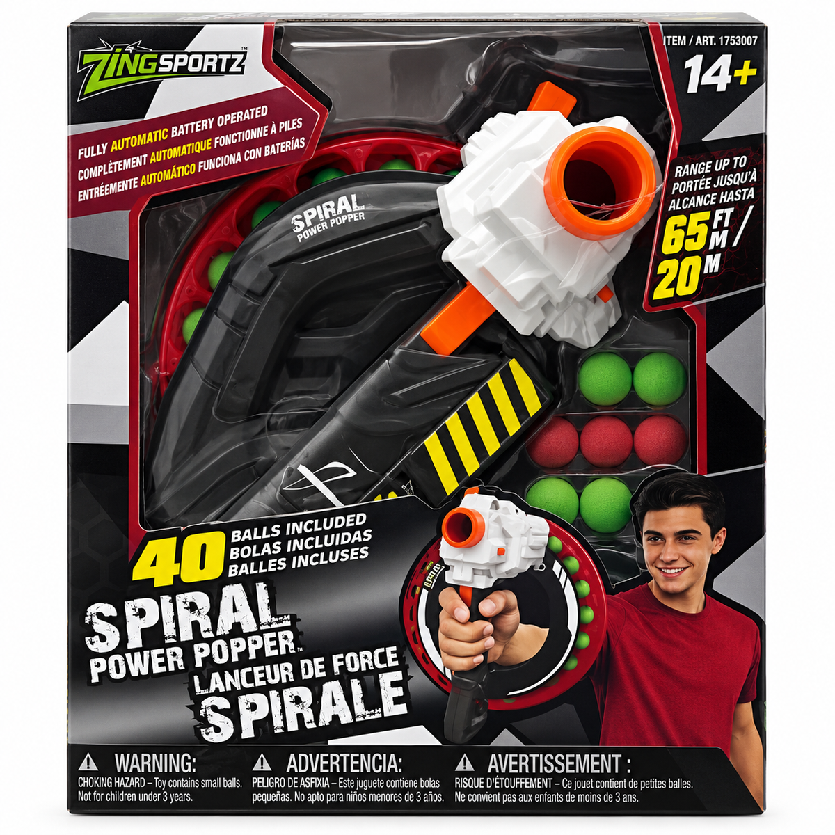 SPIRAL POWER POPPER WITH 40 BALLS