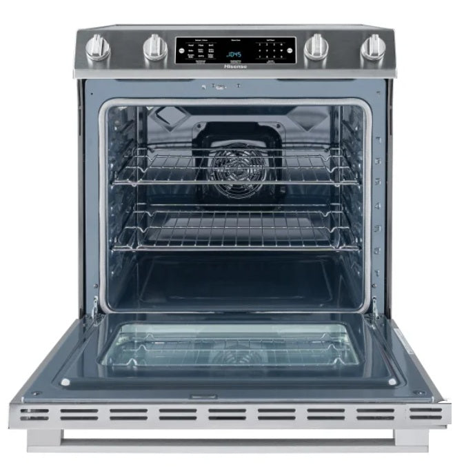 Hisense 30 in. 5.8 cu ft Stainless Steel Electric Slide-In Range with Air Fry and True Convection