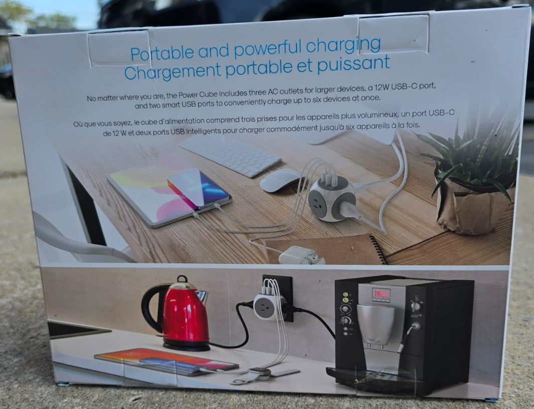 Atomi Smart Power Cube With 3 AC Outlets, 2 USB-A & 1 USB-C