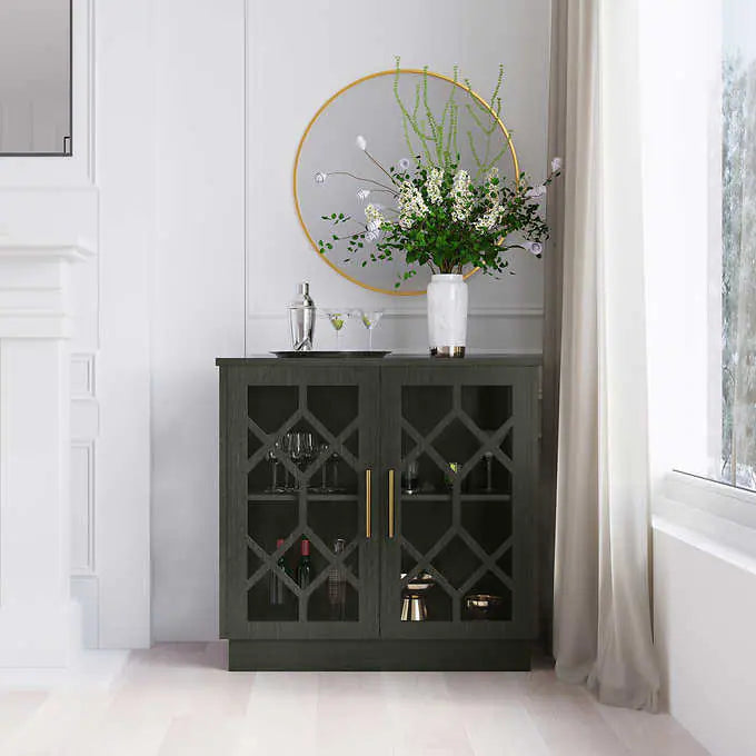 Loxley Rowe Ari 91.4 cm (36 in.) Accent Cabinet with Glass Doors, Stormy Grey