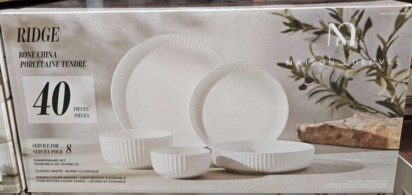 Maison Neuve Ridge Bone China 40-Piece Dinnerware Set