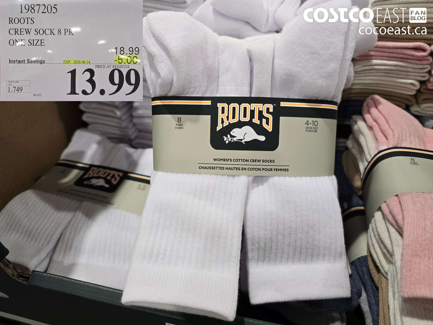 ROOTS CREW SOCK 8 PK ONE SIZE