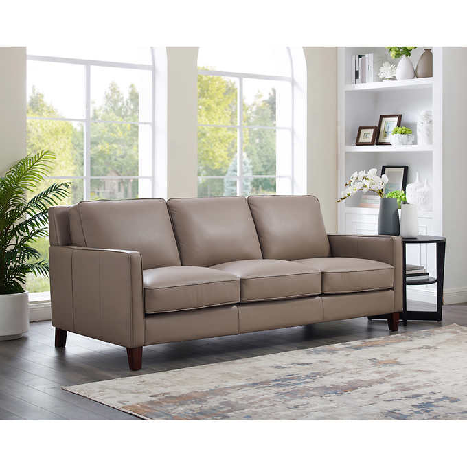 West Park Top Grain Leather Modern 3-piece Living Room Furniture Sofa Set, a little rip in the very lower back