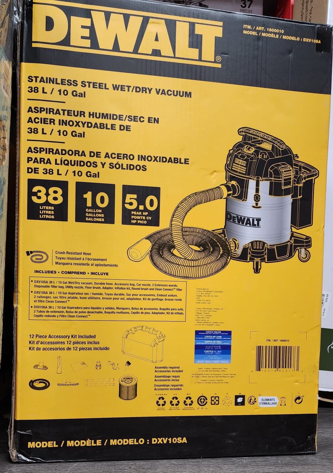 Dewalt 10 gal. Stainless-steel Wet/Dry Vacuum