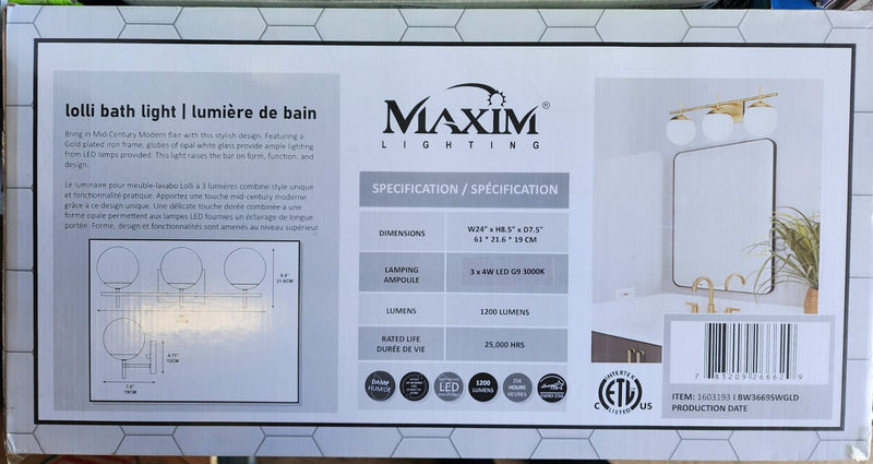 MAXIM GOLD VANITY LIGHT