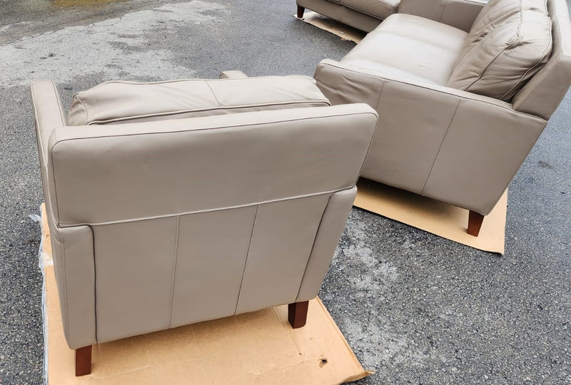 West Park Top Grain Leather Modern 3-piece Living Room Set