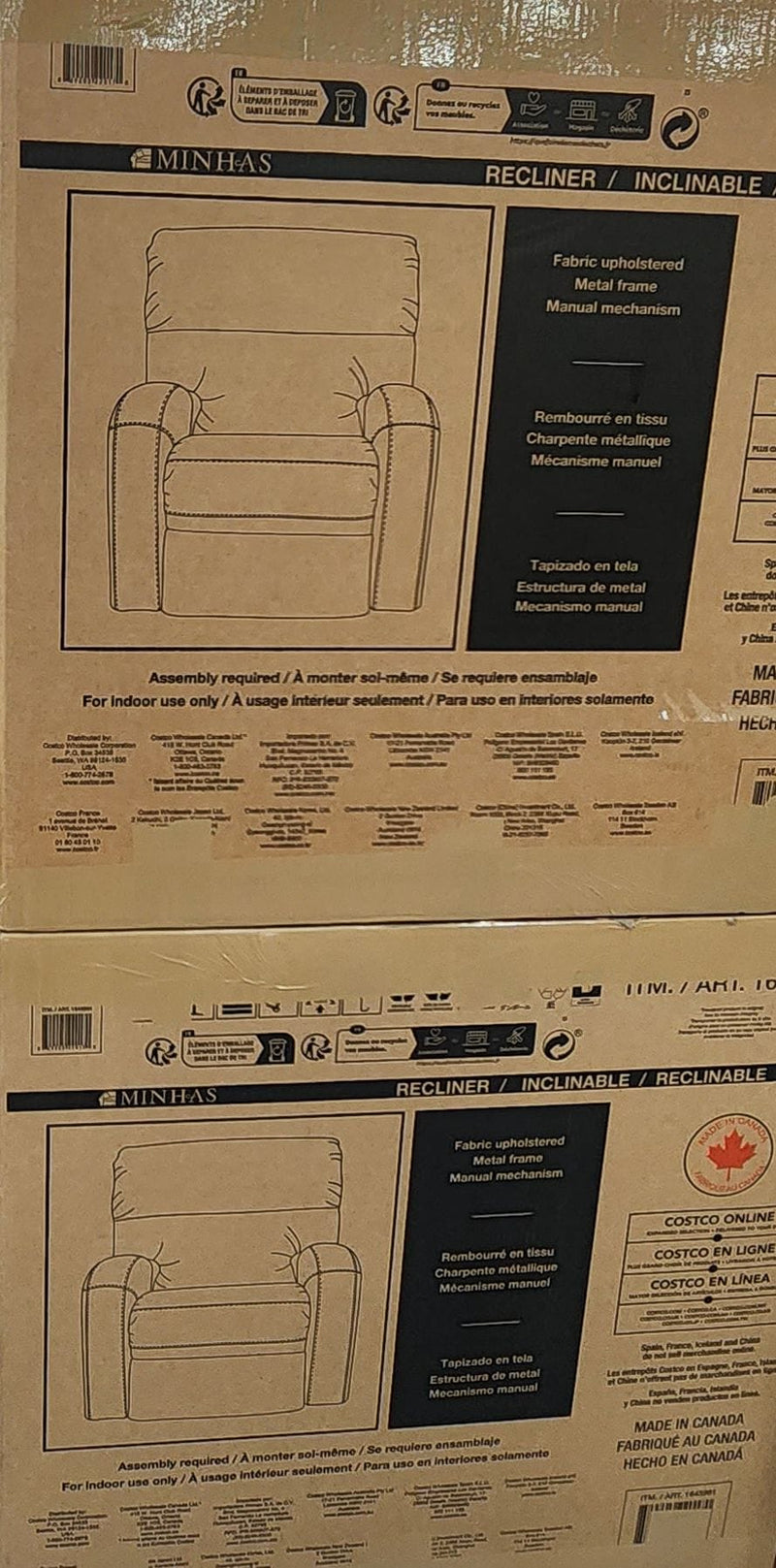 Fabric Manual Recliner, Minh as Furniture Grey