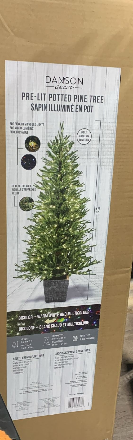 1.5 m (5 ft.) Pre-lit Artificial Potted Christmas Tree