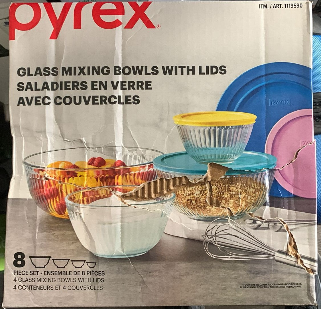 Pyrex 8-piece Glass Sculpted Mixing Bowl Set