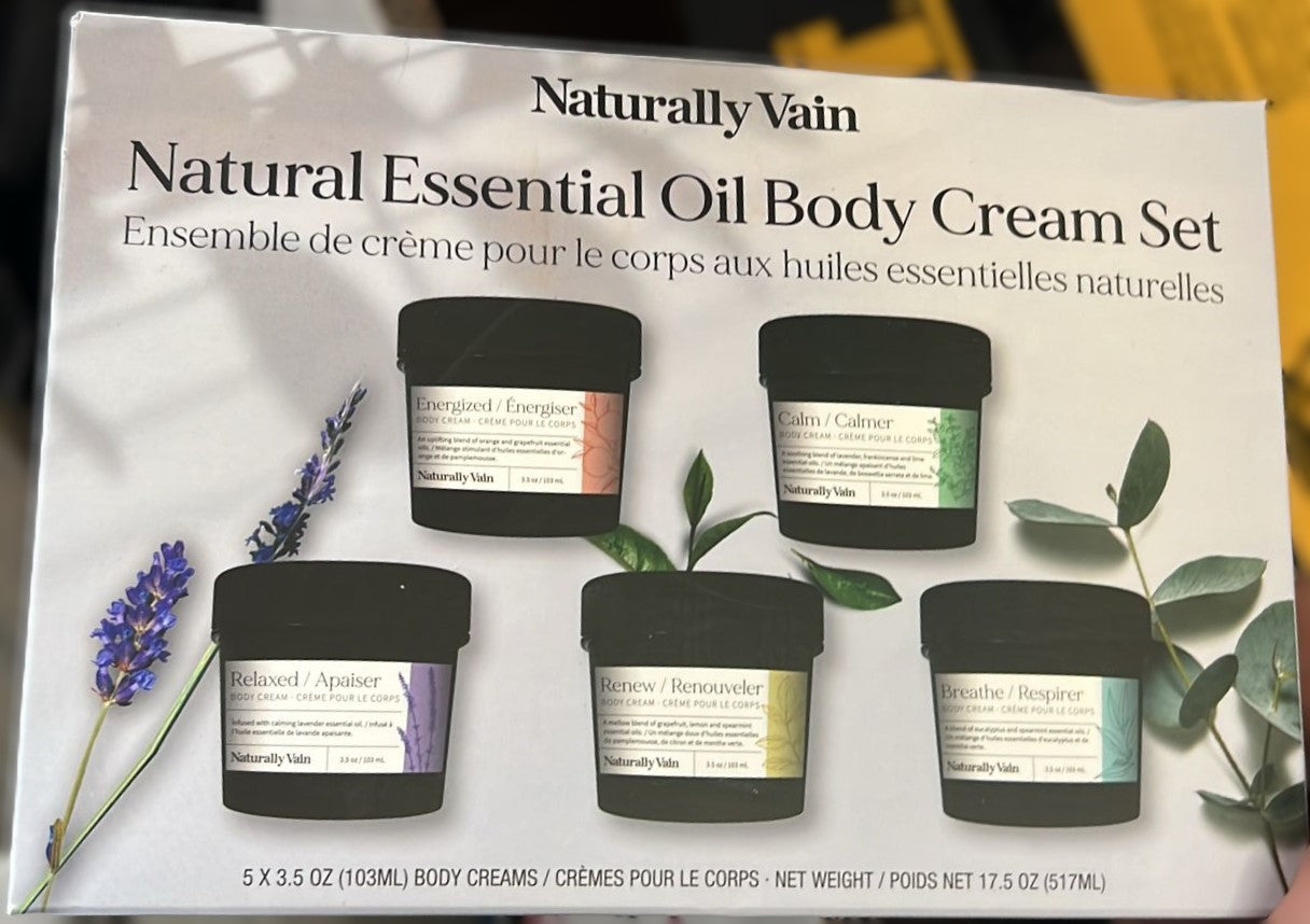 Naturally Vain Essential Oil Body Cream Set, 5 x 70 g