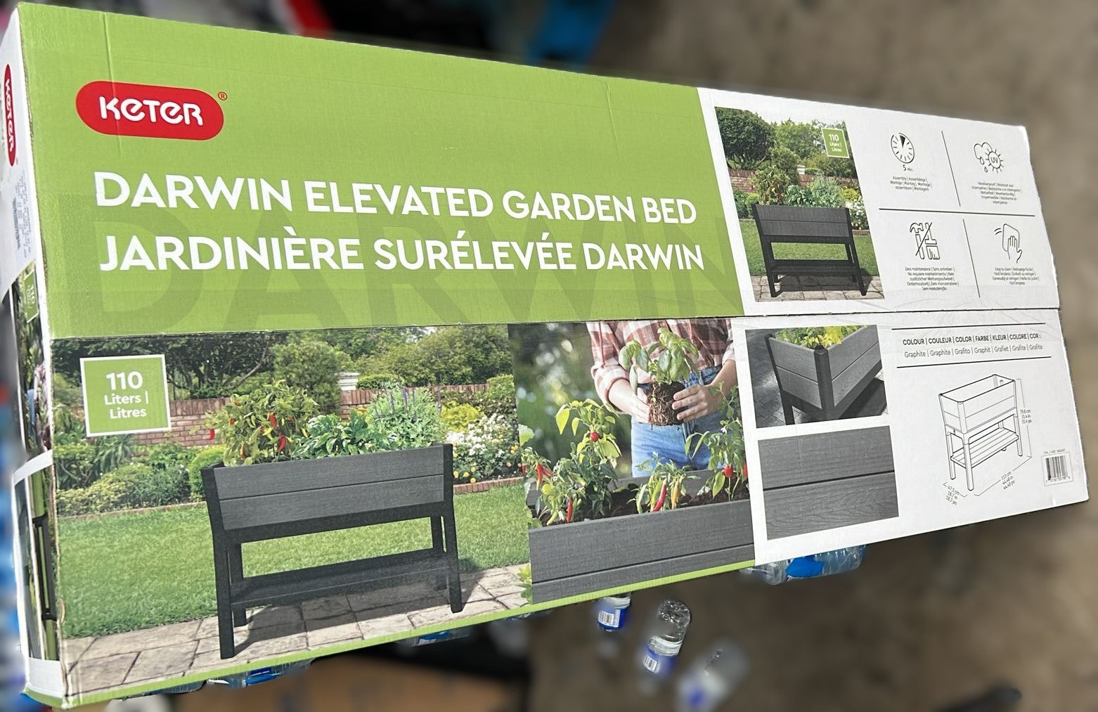 Keter Darwin 29 Gallon Raised Garden Bed and Self Watering Planter Box