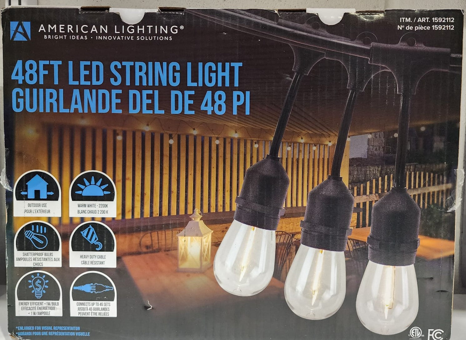 American Lighting 48 ft. 24-lt Warm White LED String Light