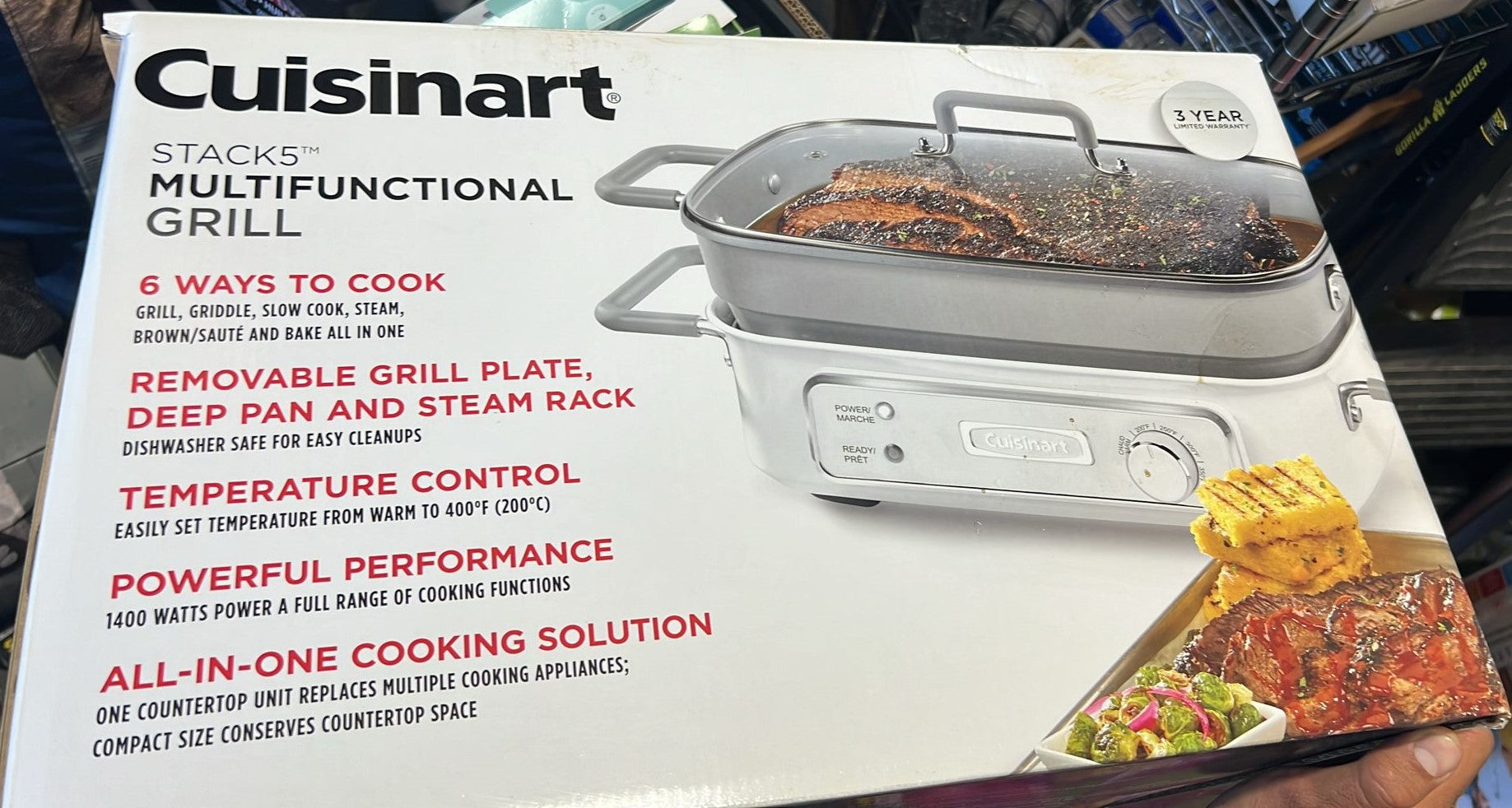 Cuisinart STACK5 Multifunctional Grill with Glass Lid