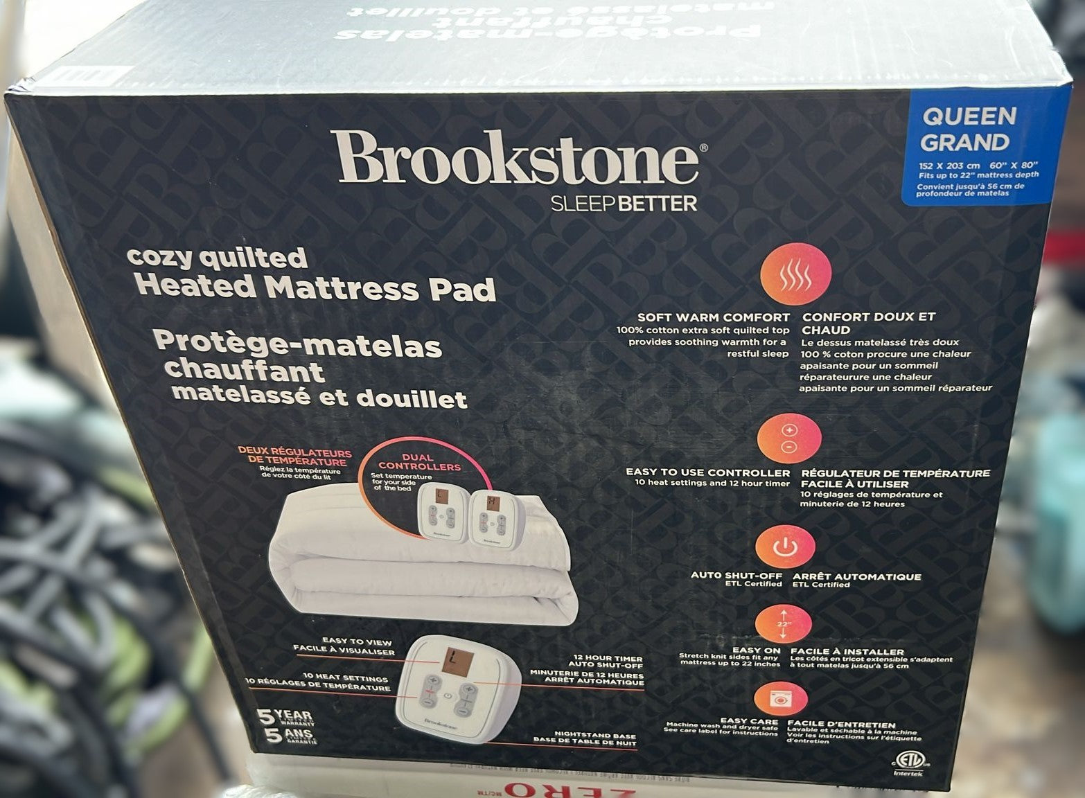 BROOKSTONE HEATED MATTRESS PAD QUEEN