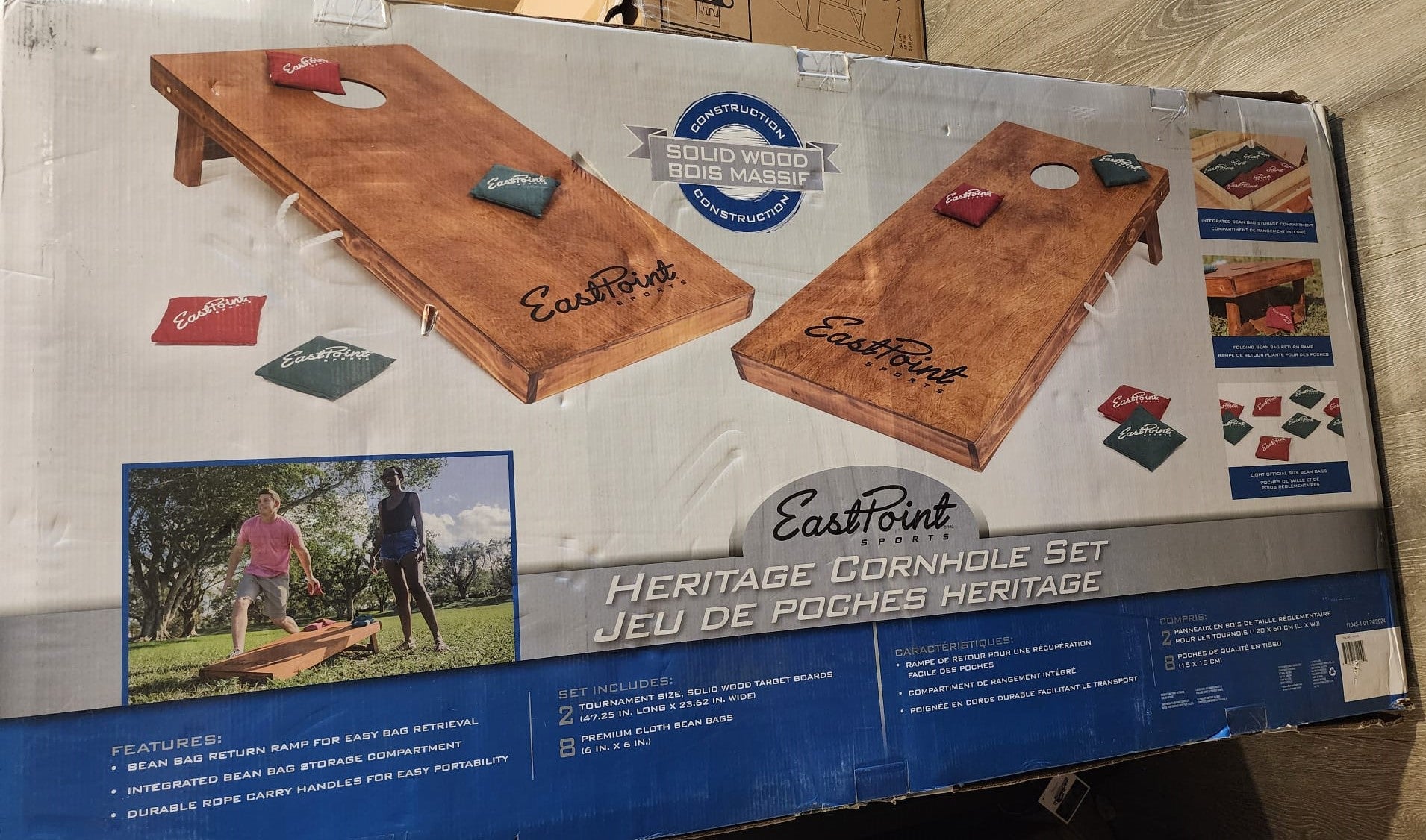 EastPoint 61 cm x 122 cm (2 ft. x 4 ft.) Heritage Solid Wood Cornhole Set