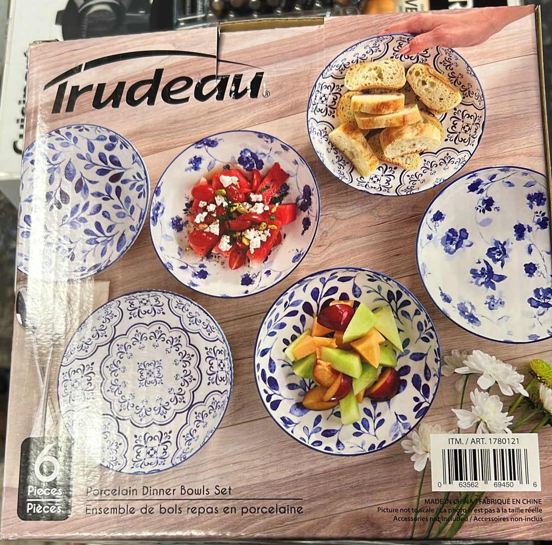 Trudeau Porcelain Dinner Bowls, 6-piece
