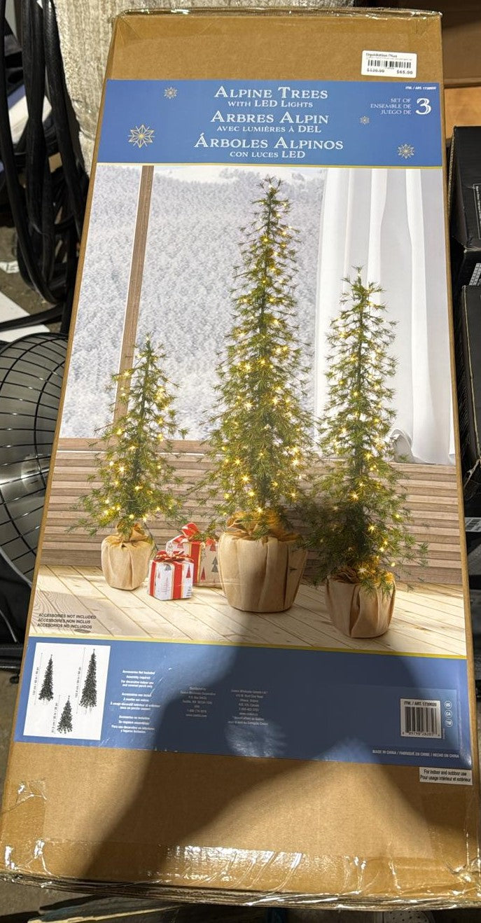 Holiday Alpine Trees with LED lights - Set of 3