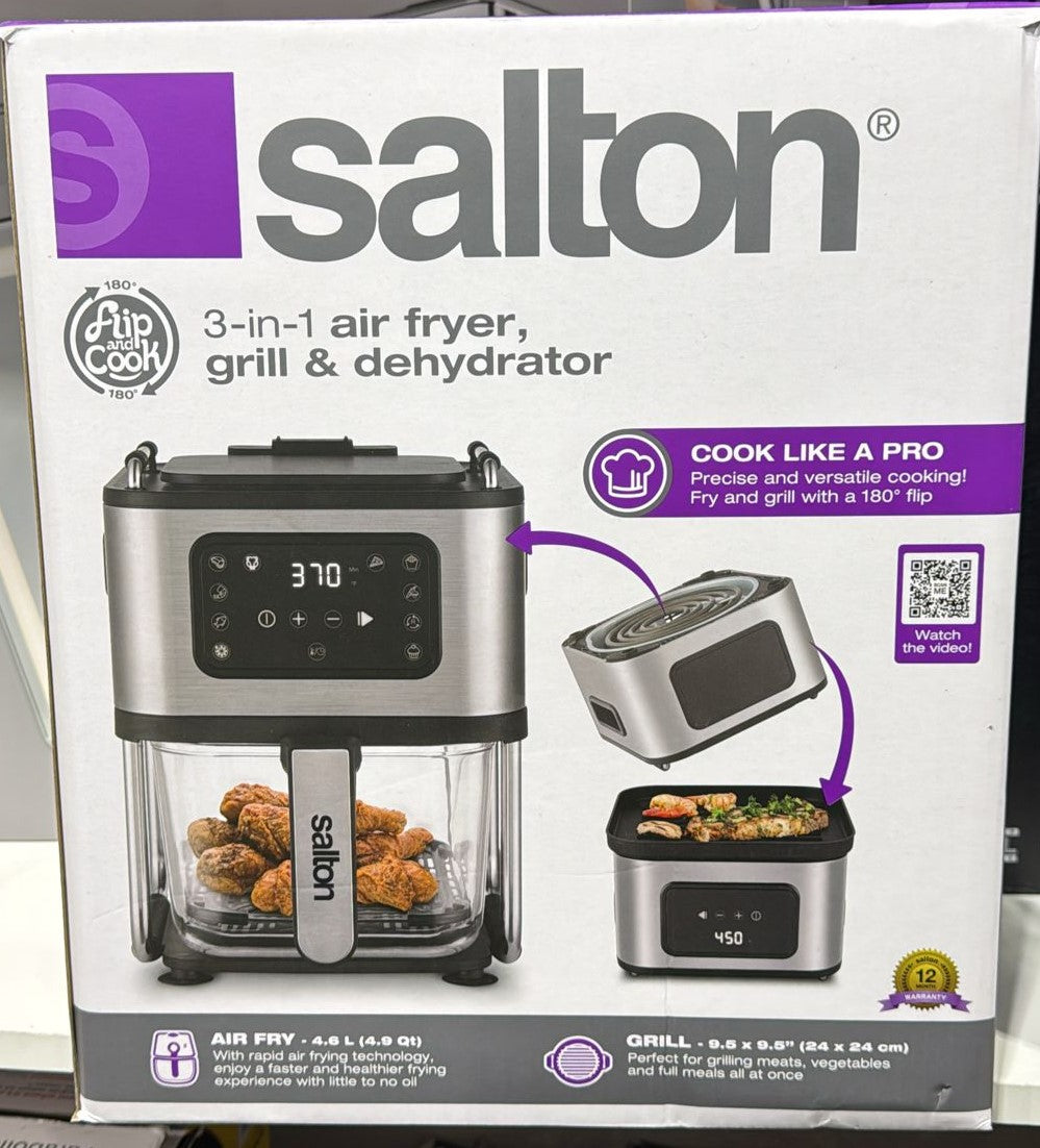 Salton Flip and Cook 3-in-1 Air Fryer, Grill and Dehydrator (2350)