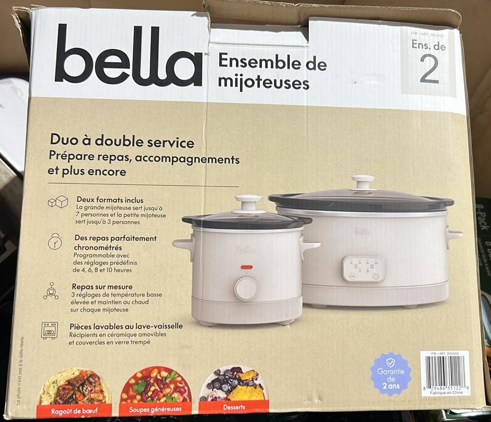 BELLA SLOW COOKERS 6 QT & 2 QT