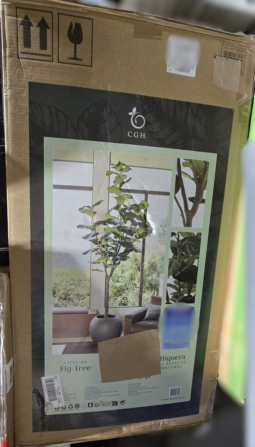 Faux 3.05 m (10 ft.) Fiddle Leaf Fig Tree with Planter