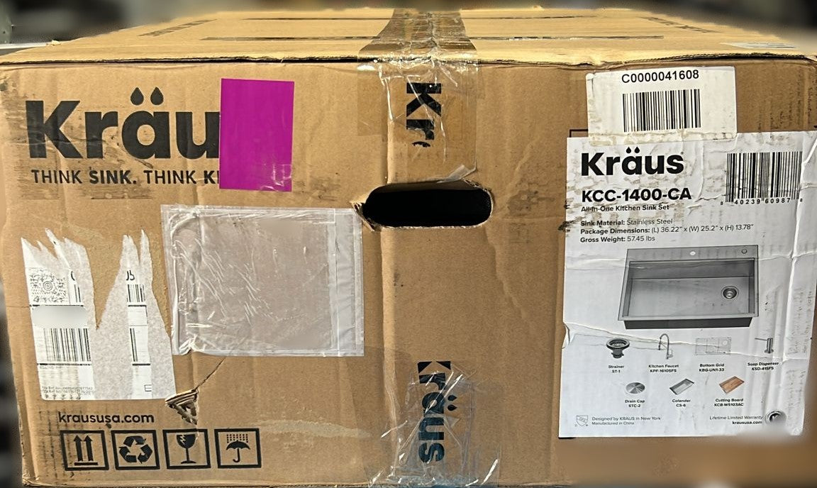 KRAUS 33 in. Workstation Dual Mount Sink with Faucet and Accessories