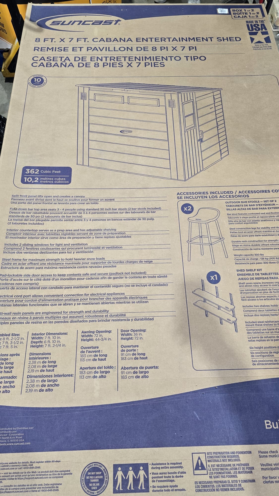 Suncast 8 ft. x 7 ft. Cabana Storage and Entertainment Shed