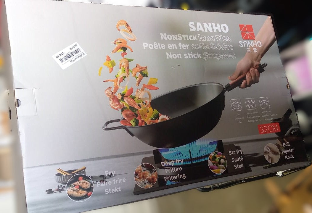Sanho Non-stick Iron Wok, 32 cm (12.6 in.)