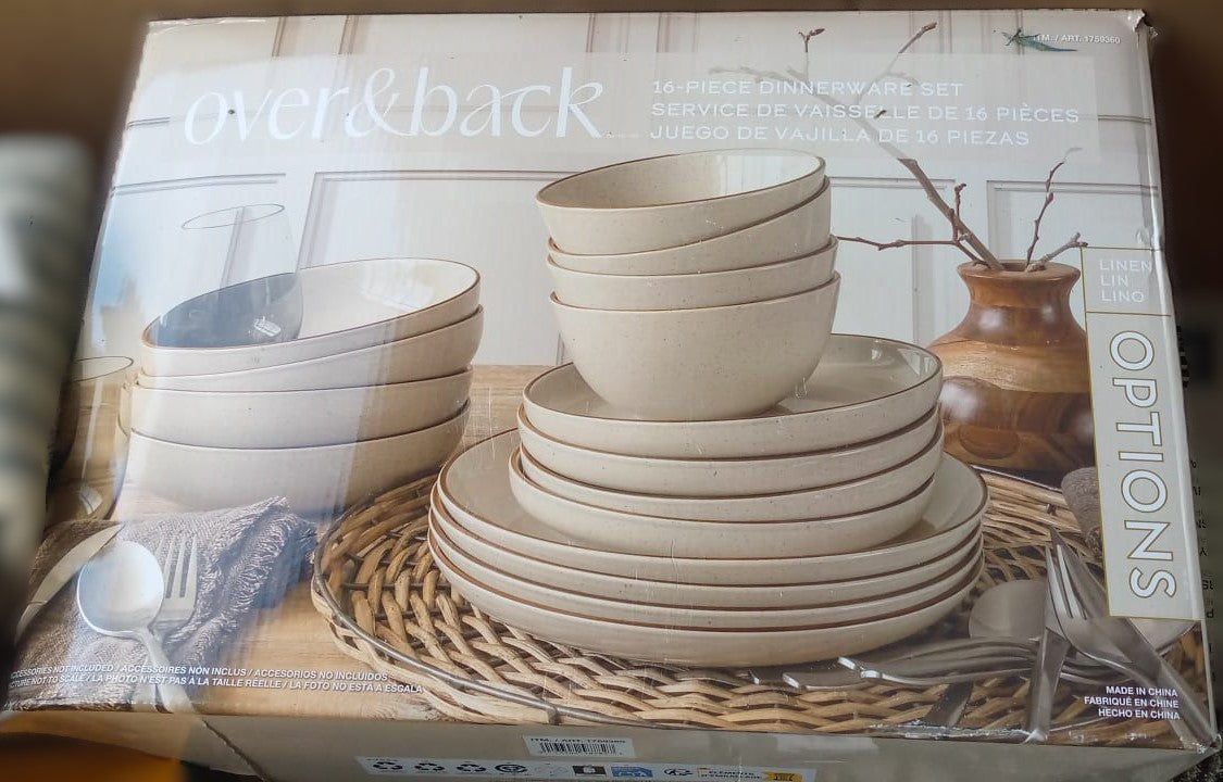 OVER AND BACK STONEWARE DINNERWARE 16 PIECES