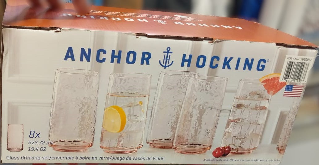 ANCHOR HOCKING COLOURED DRINKWARE 8 PIECES