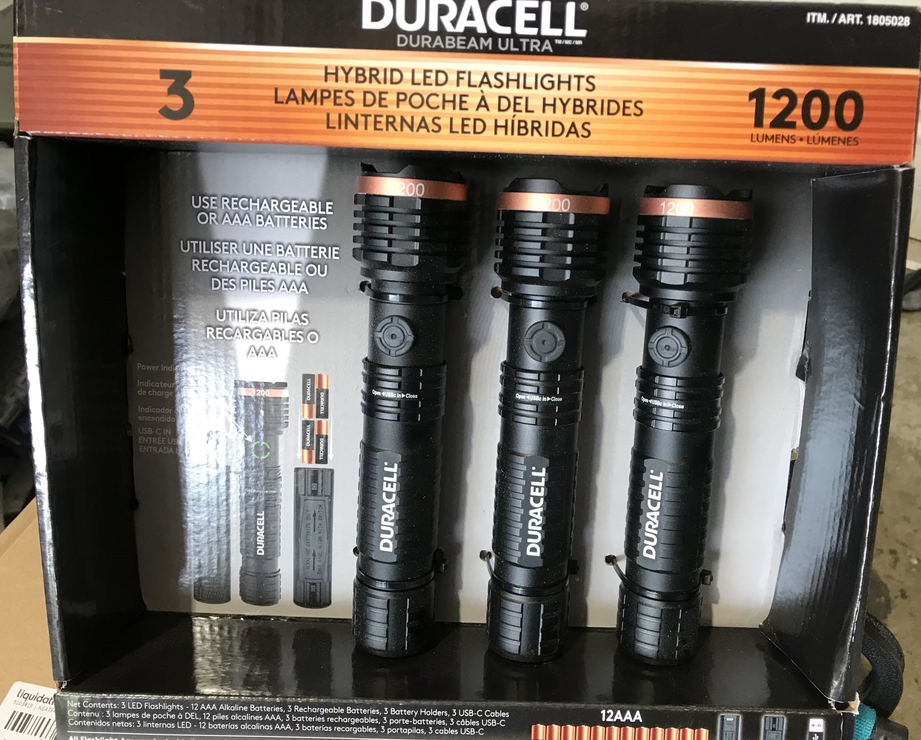 DURACELL HYBRID LED FLASHLIGHTS 3 PK