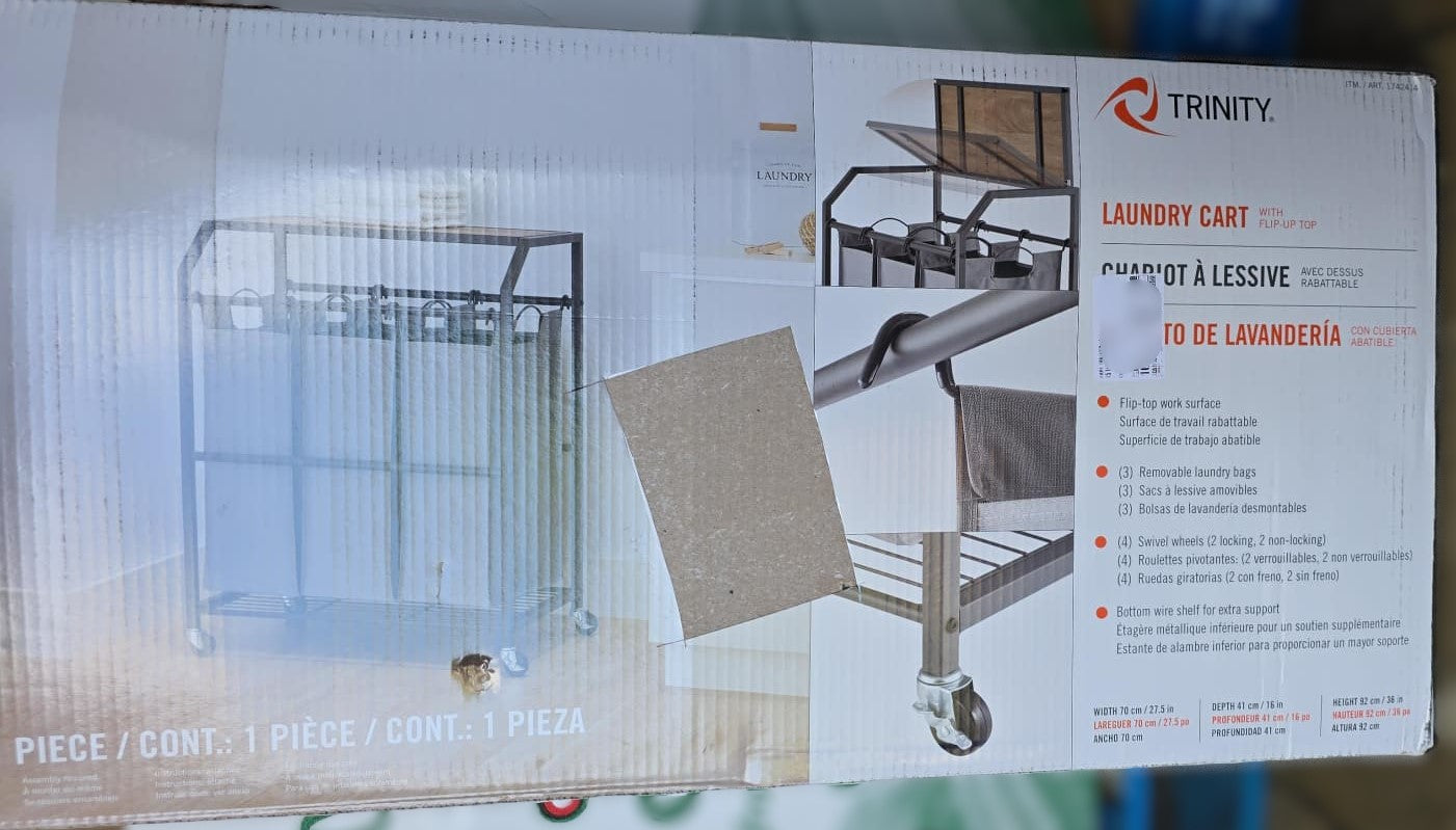 Trinity 3-bag Laundry Cart with Flip Top