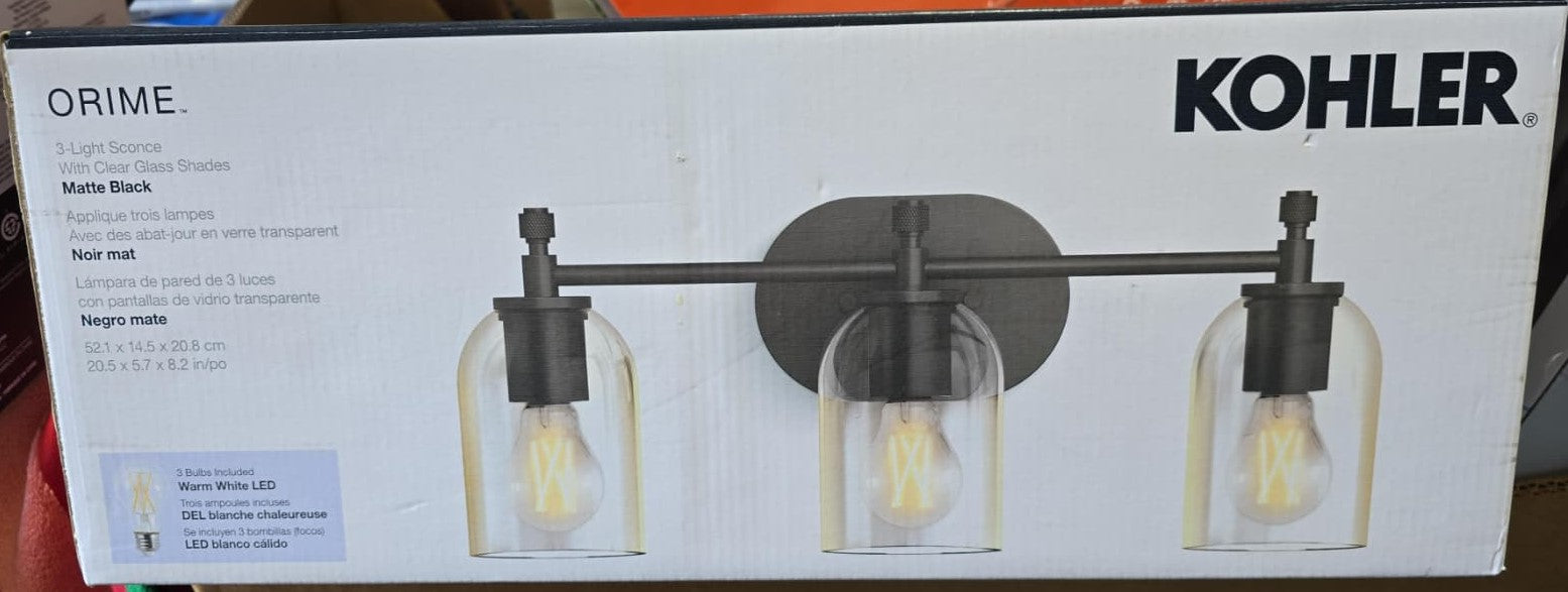 Kohler Orime Three-Light Wall Sconce (Black)