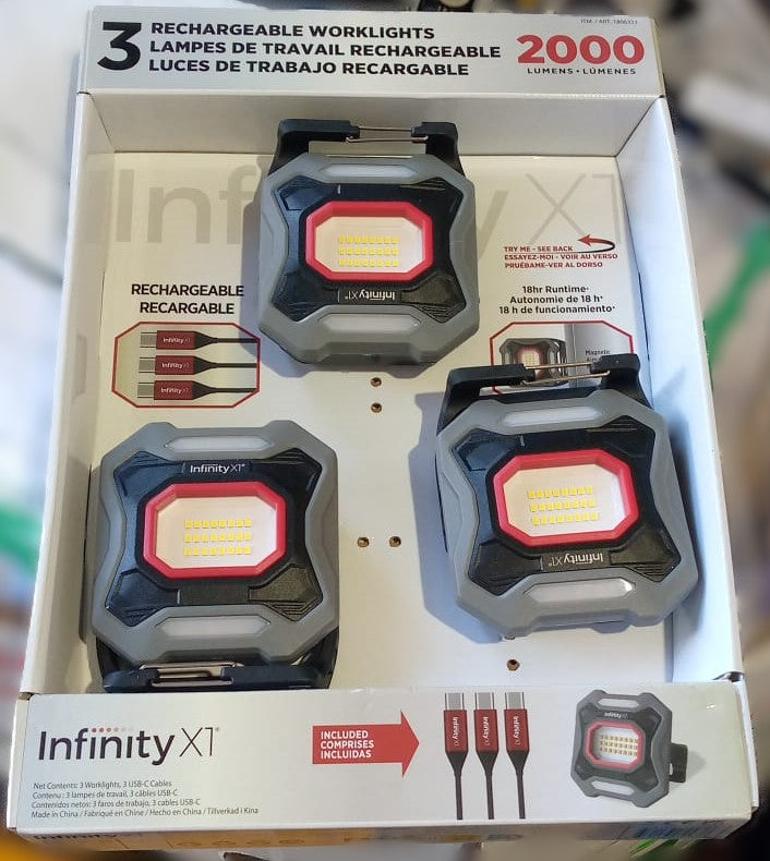 Infinity X1 2000 Lumen Worklight, 3-pack