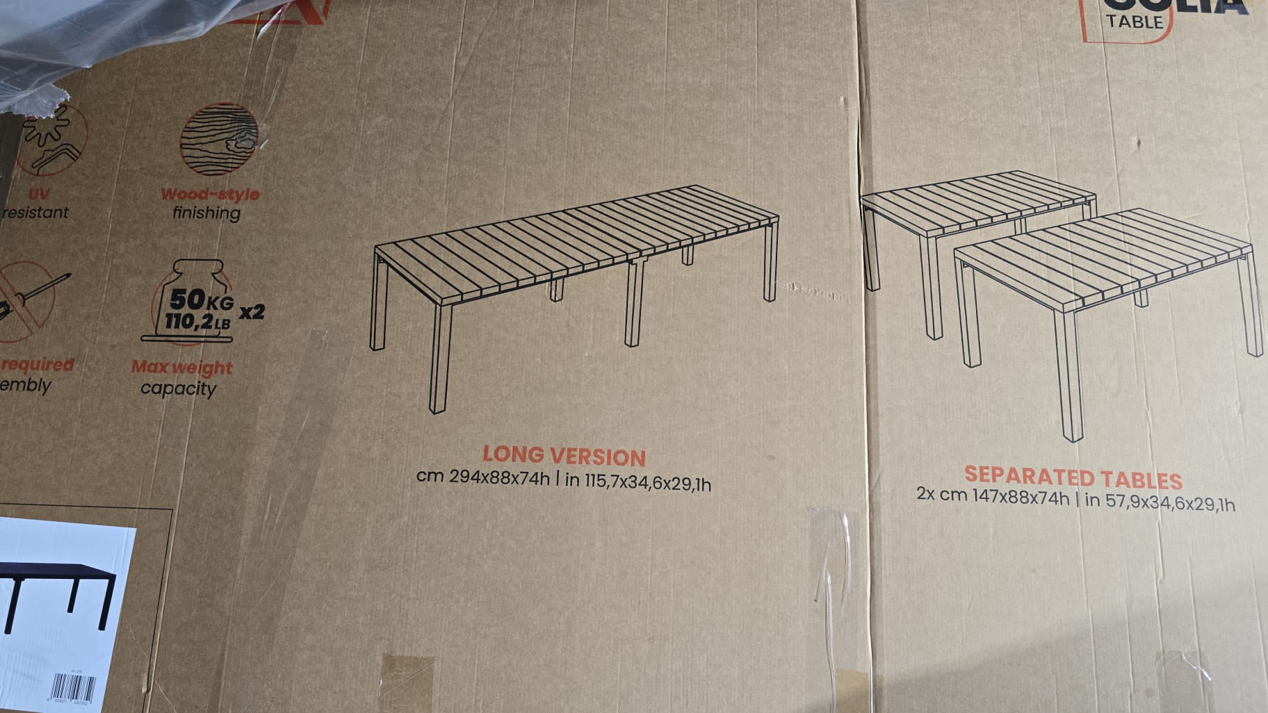 TOOMAX GOLIA OUTDOOR TABLE 1 BOX (294x88x74cm)