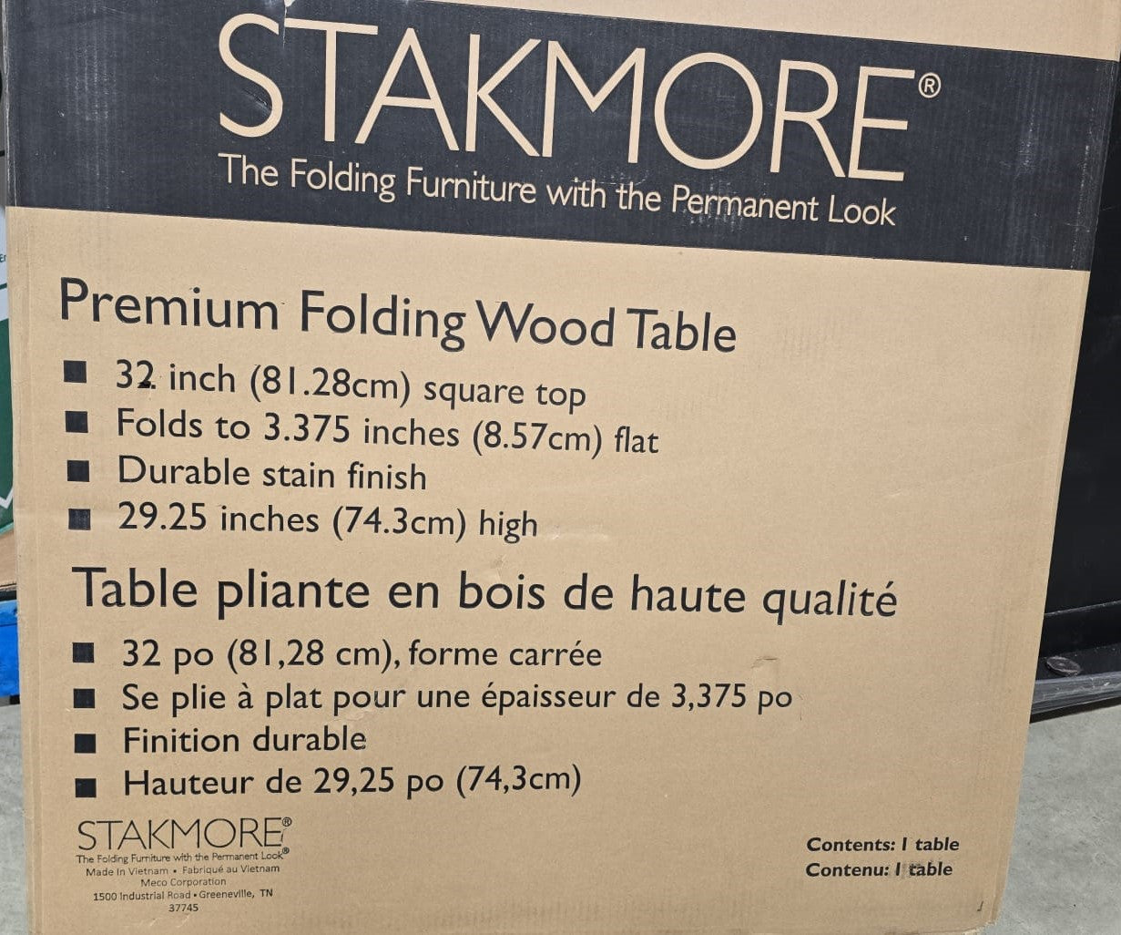 Stakmore 32" Wood Folding Table