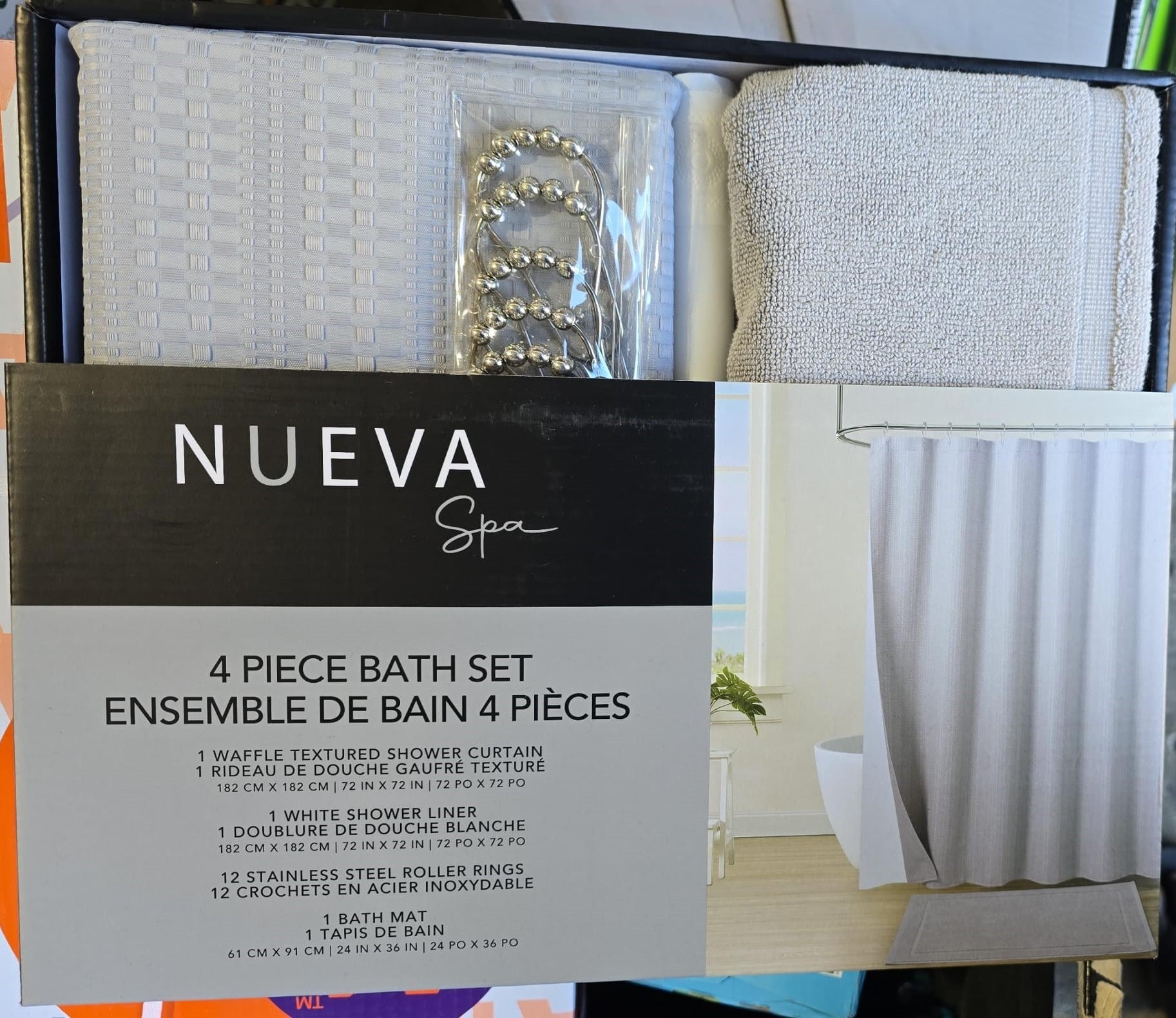 NUEVA SPA SHOWER CURTAIN SET 4 PIECES