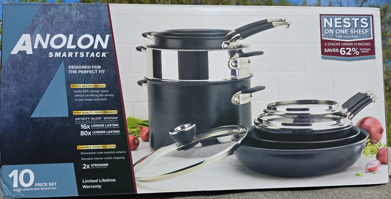 Anolon SmartStack Hard Anodized Cookware Set, 10-pieces