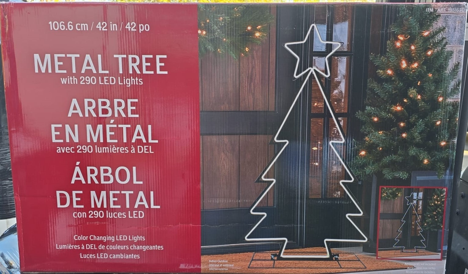 42 in. LED Colour Changing Black Metal Tree